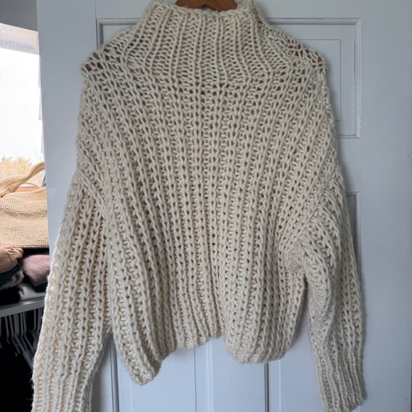 Mango Wool Blend Chunky Knit Sweater, Ivory, Size M - Picture 4 of 4
